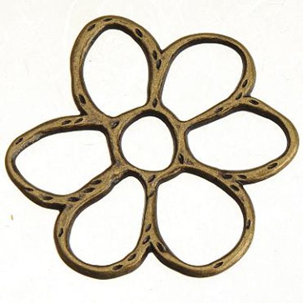 

diy charms jewelry bracelets for woman man necklaces pendants flower double hollow vintage bronze metal fashion jewelry findings 40mm 100pcs, Bronze;silver