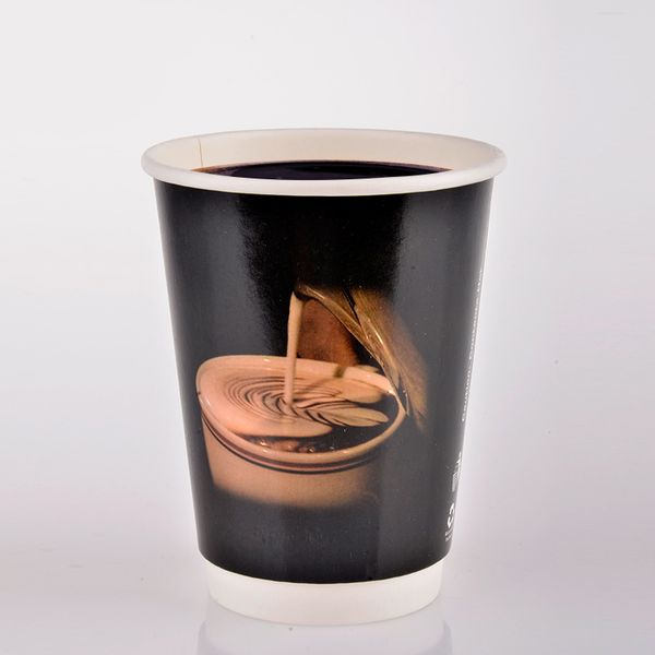 

Classic Paper Coffee Cup Eco Friendly Double Layer Disposable Thick Drink Water Cup Christmas Favors 100pcs/lot SK749