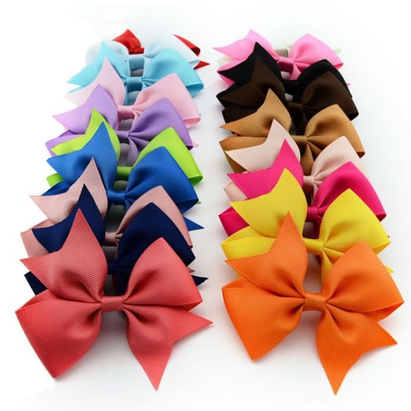 

40pcs 3 .5inch girl solid grosgrain ribbon hair bows for newborns hair accessories kids head barrette ornaments hair pins