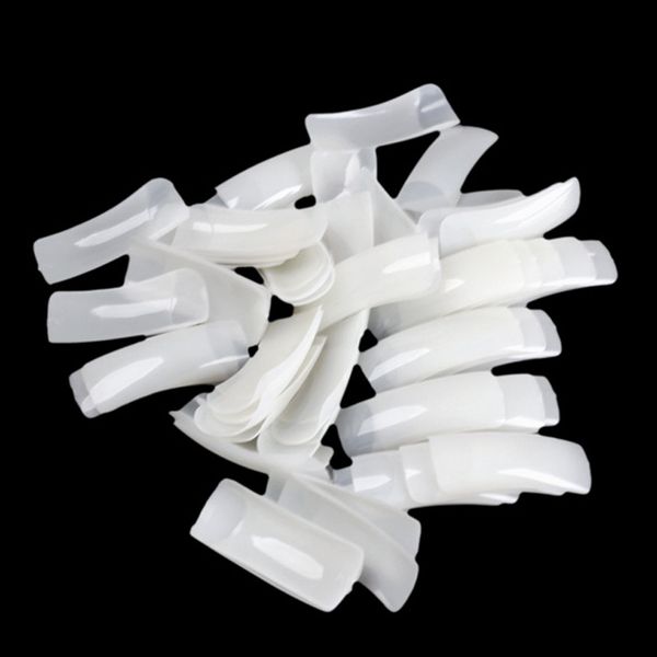 Wholesale-(500 pieces/set) 10 Sizes Artificial False Nails Art Tips Full Cover False Nails Nude White Acrylic Fake Nails