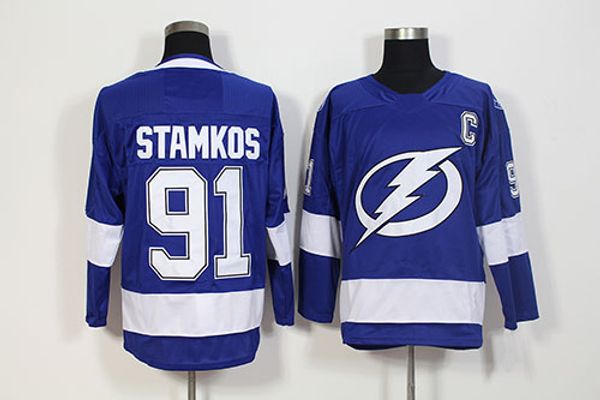 

91 Steven Stamkos Jersey 2017-2018 Season Tampa Bay Lightning Hockey Jerseys Stitched New Jersey Free Shipping