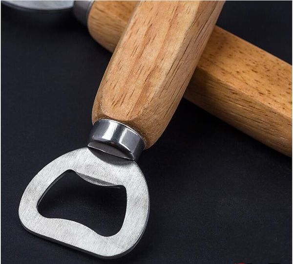 

100 pcs/lot new arrive stainless steel wooden handle red wine beer bottle opener