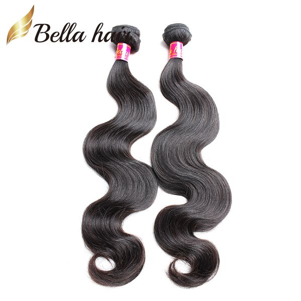 

cambodian european mongolian virgin human hair weave natural color body wave weft remy hair bundles 8-30 2pc/lot bellahair, Black