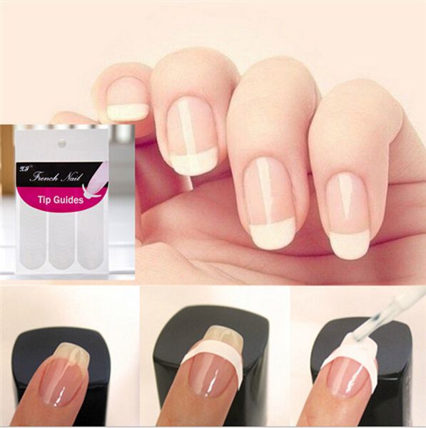 

wholesale-1200pcs tips guide nail sticker french manicure nail art form fringe guides sticker diy stencil, Black