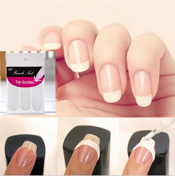 Wholesale-Hot Sale 1200pcs Tips Guide Nail Sticker French Manicure Nail Art Form Fringe Guides Sticker DIY Stencil