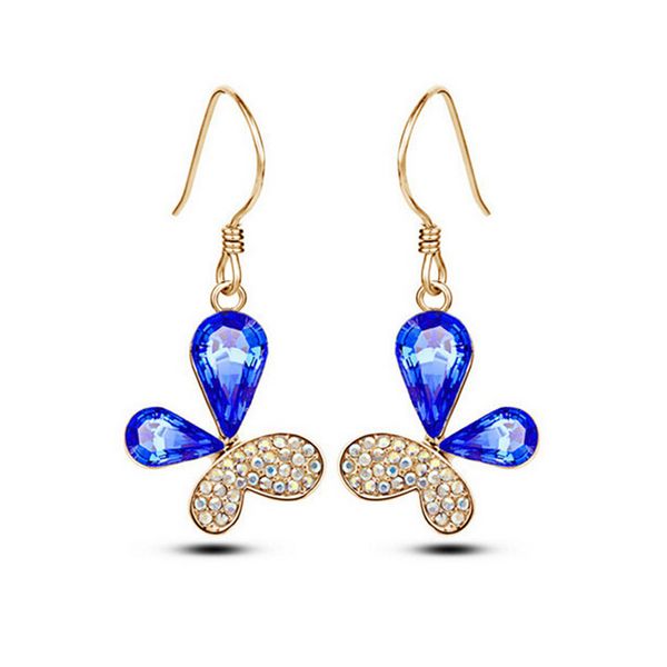

butterfly crystal earrings fashion 18k women drop earrings jewelry austria crystal for women wedding chandelier earrings jewelry8008, Silver