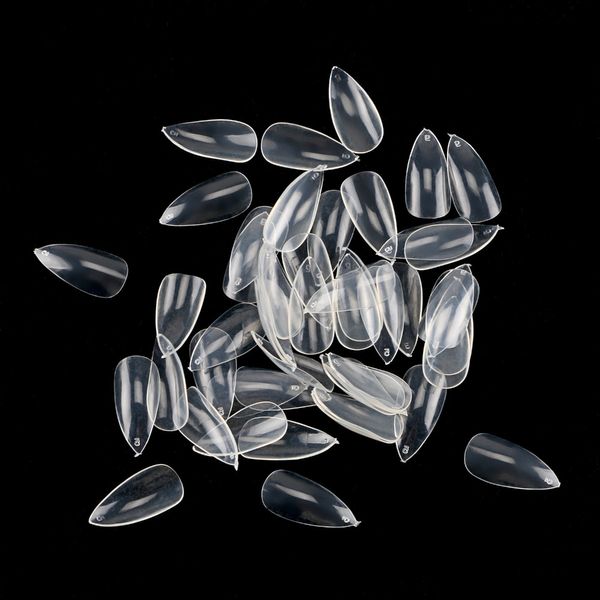 Wholesale- Clear Color 600pcs/bag Oval Stiletto Pointy Full False Nail Tips Almond Shape Acrylic Gel Claw