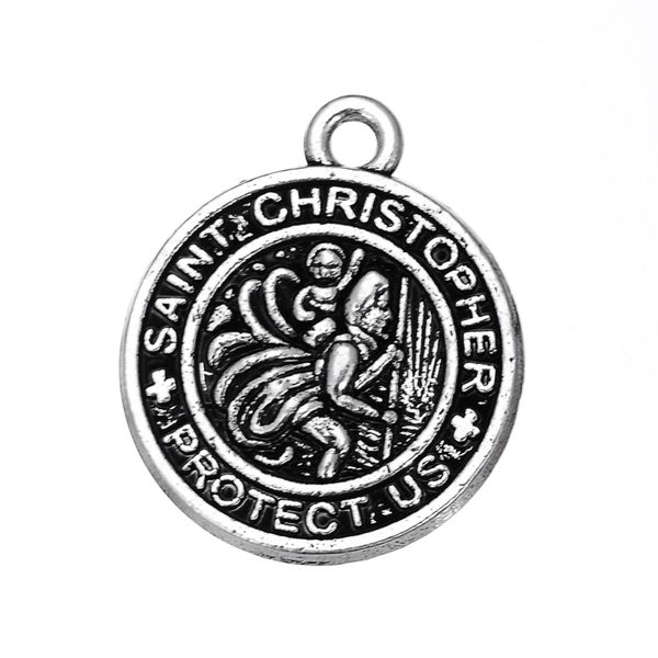 

new fashion easy to diy 20pcs st chriser protect us gift religious charm jewelry making fit for necklace or bracelet, Bronze;silver