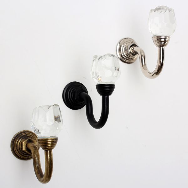 

wholesale- 3 color for choose vktech 2pcs vintage crystal wall tieback curtain hook tassel towel hanger