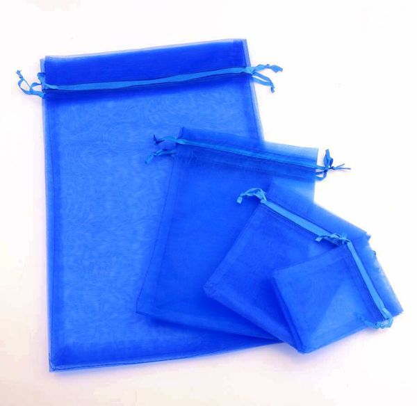 royal blue organza jewelry gift pouches pouch bags for wedding favors 7x9cm 9x11cm 13x18cm beads 100pcs/lot, Pink;blue