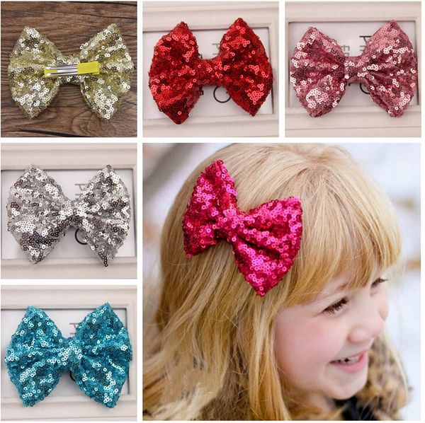 

11 colors baby girls sequin fabric bow hair clips alligator clip boutique cute kids hair bows barrettes children hair accessories hairpins, Slivery;white