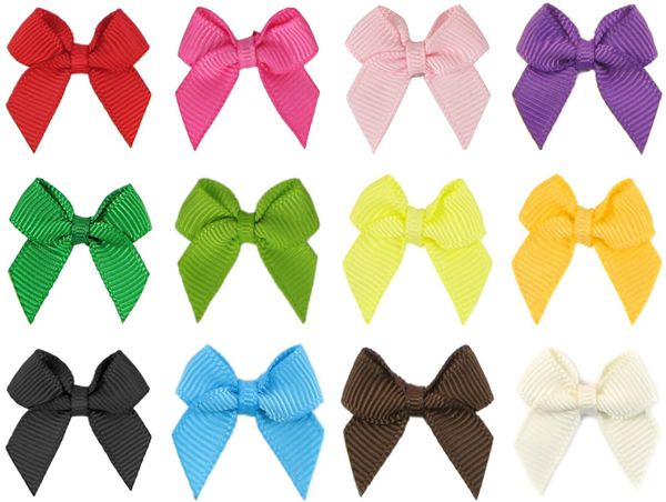 

100pcs 2" grosgrain ribbon mini bow cheer bows hair bow hairbow headwear headdress cheerleading without clip headwear, Slivery;white