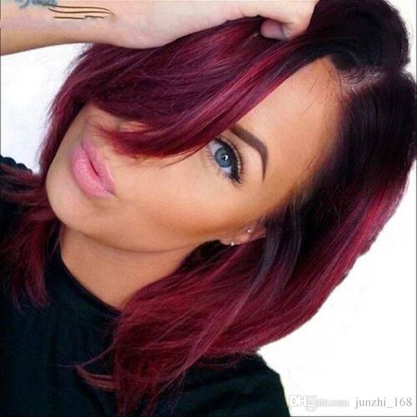 Fantastic Nice Piano Color Black And Burgundy Short Straight Bob