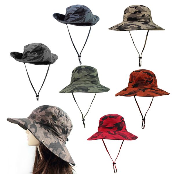 

wholesale-outfly wilderness fishing hats hiking pgraphy cap sun uv protection visor hat camouflage 5 color, Blue;gray