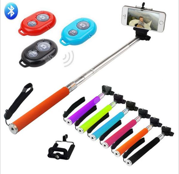 

3 in 1 kit set Bluetooth Remote Shutter Phone Clip Camera mobile phone Selfie Stick Monopod For iPhone Samsung Android with retail box