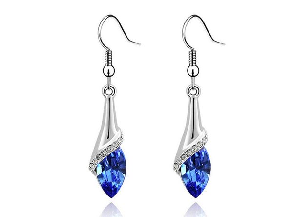 

new fashion austria crystal water drops silver plated earrings multi color dangle earrings for women christmas gifts wholesale mf