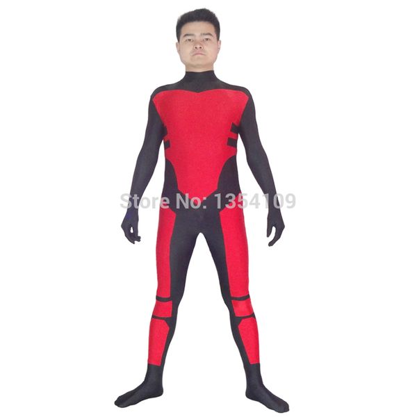 

red robin tim drake spandex superhero costume halloween party cosplay zentai suit, Black;red