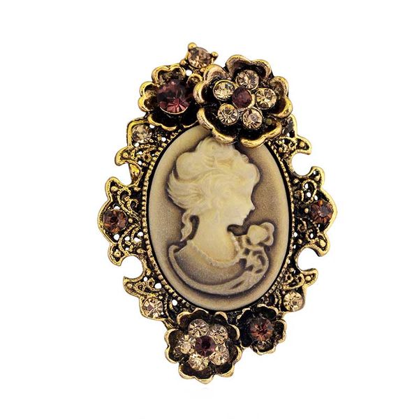 Mulheres Broche Cameo Luxo Top Quality Antique Bronze Banhado A Rainha Cameo Broche Venda Quente Novo Design de Alta Qualidade Broche de Festa