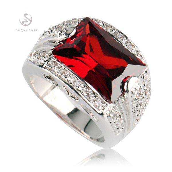 

shinning brand new noble generous sellers mn452 sz#6 7 8 red cubic zirconia favourite copper rhodium plated vintage promotion rings, Silver