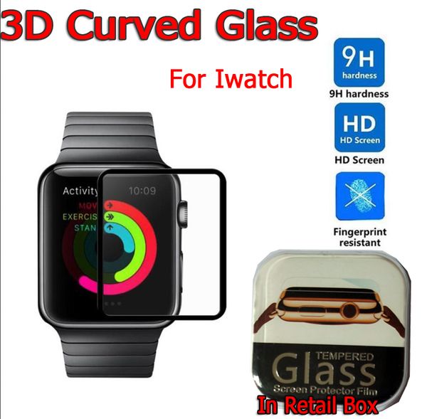 

Для Apple Watch iWatch 3D Изогнутые Полное Покрытие Закаленное Стекло-Экран Протектор для Iwatch с розничной упаковке DHL Бесплатная доставка 38 42 40 44