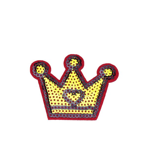 

10pcs gold crown sequined patches for clothing iron on transfer applique patch for jeans dress diy sew on embroidery sequins, Black