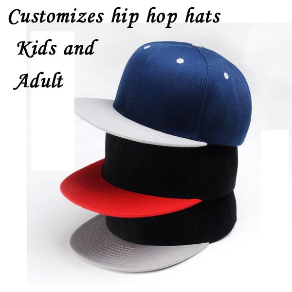

caps kids hats customized children sun baseball hip logo embroidery peaked candy-color cap hop boys snapback hat customized fnnbq, White;black