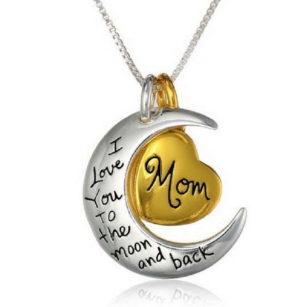 

family gifts statement necklace moon pendants for brother " i love you to the moon and back " diy jewelry pendants chains, Silver