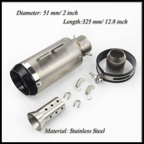 Universal 38-51mm 12.8/" SS Exhaust Muffler For Dirt,Street Bike,Scooter ATV Quad