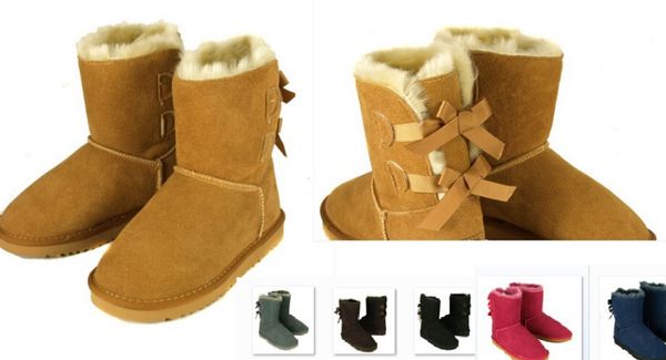 2016 atacado! Nova moda austrália clássico botas altas de inverno de couro real bailey bowknot mulheres bailey arco botas de neve sapatos de boot @ 885