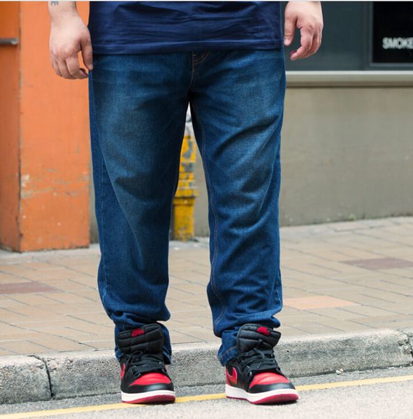 Casual Men Jeans Plus Size Fat Loose Long Pants Black Denim Blue Jean Straight Trousers Clothing for Men