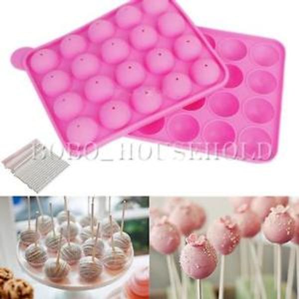 

wholesale- 20-cavity cake cookie chocolate silicone lollipop molds mould baking tray stick party decorating tool