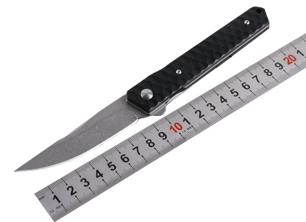 

Pocket Knife Stonewash 5CR15MOV 58HRC Drop Point Blade G10 Handle Camping Folding Knives With Clip Outdoor Gear D245L