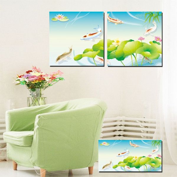 Acheter Sans Cadre 2 Pièces Livraison Gratuite Impressions Sur Toile Décoration De La Maison Poisson De Fleur De Dessin Abstrait Peinture à Lhuile