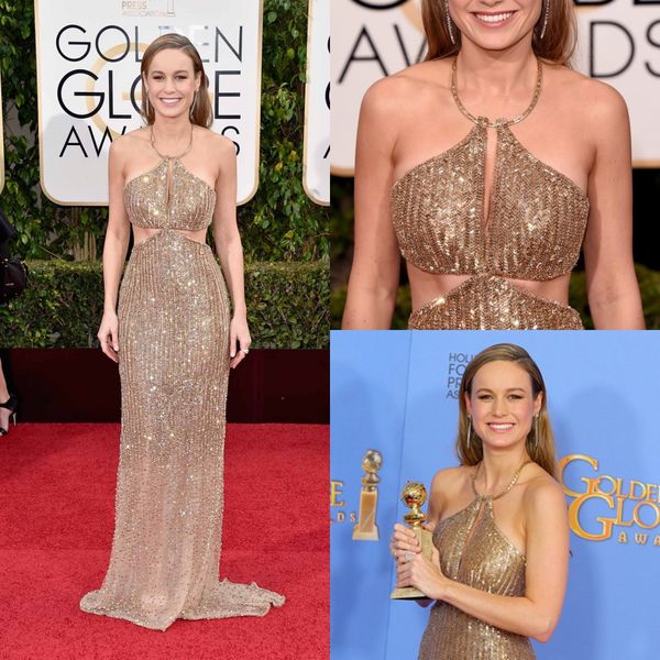 

2020 golden globe awards sequins golden dresses halter heavy beaded on skirt celebrity red carpet formal dresses evening wear, Black;red