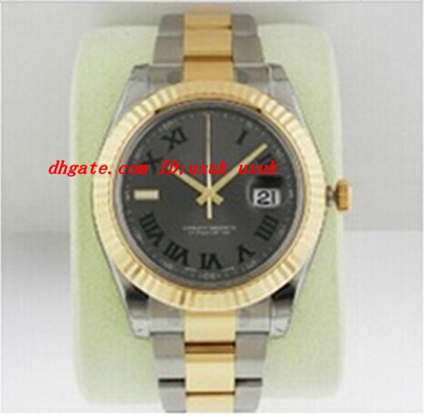 

luxury wristwatch brand new 116333 18k gold steel 41mm grey dial w/roman numeral automatic mechanical mens sports watch men's wrist wat, Slivery;brown