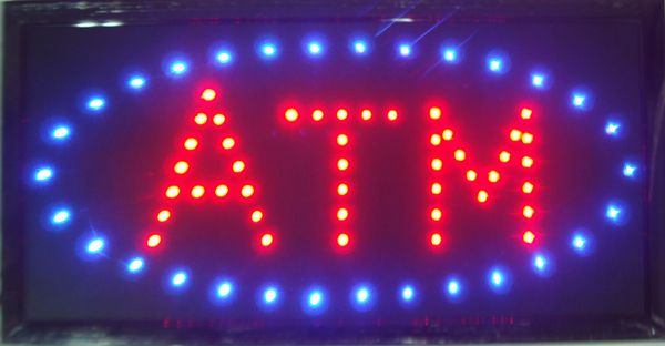 LED ATM Neon Sign Venda Quente Personalizado LED Sinal 10x19 Polegada Semioutdoor Ultra Bright ATM Exibir