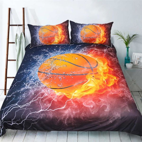 Fashion Design Basketball Reactive Printing Bedding Set Twin Full