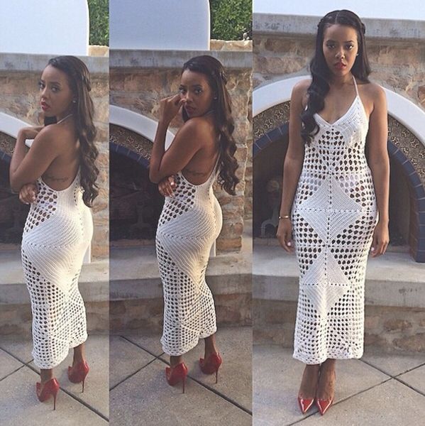 

womens vintage white black crochet maxi dress new summer hollow out spaghetti strap knitting celebrity long bandage midi bodycon dress, Black;gray