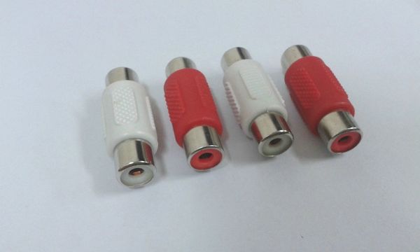 RCA Fêmea para Fêmea Adaptador Acoplador Conector vermelho + branco