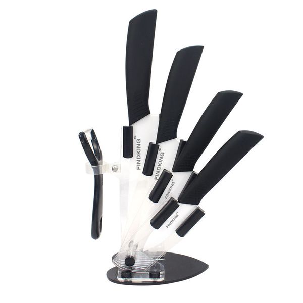 

wholesale-3"4"5"6" inch kitchen ceramic knife set holder + peeler + acrylic stand high quality