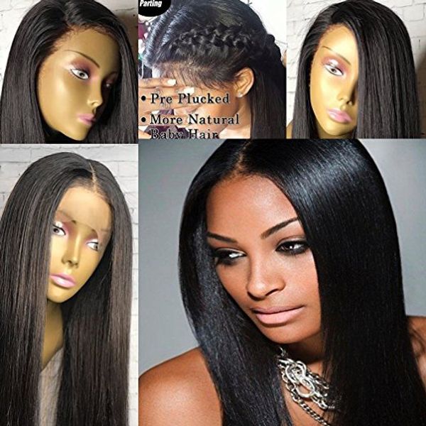 

diva 360 frontal lace wig straight glueless indian hair wigs virgin 360 full front human hairs 130% density natural, Black;brown