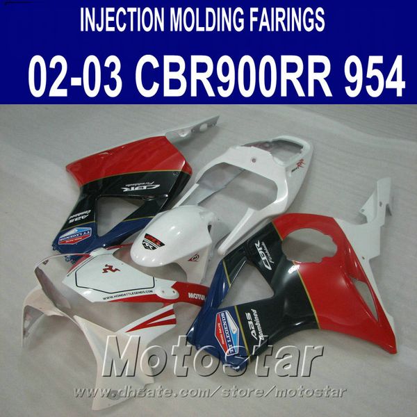 Moldagem por injeção de peças da motocicleta para carenagem Honda cbr900rr 954 2002 2003 vermelho branco preto CBR954 carenagem kit CBR900 RR 02 03 YR11