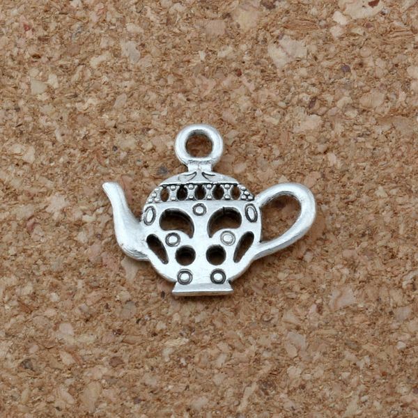 

MIC 200pcs /1lot Antique Silver zinc alloy Double-sided patternTeapot Charm Pendant 18x16mm DIY Jewelry