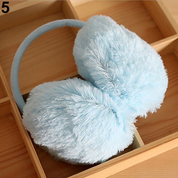 

wholesale-new arrived women men winter round plush ear pad back wear warmers earmuffs solid headband 73lz, Blue;gray