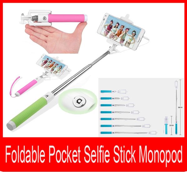 

новый переносной selfie stick складной карманный размер sefie выдвижная монопод палку с romote затвора днище для универсального ios adroid