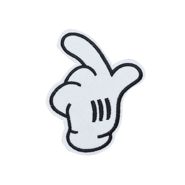 

10pcs white glove patches for clothing bags iron on transfer applique cartoon patch for jacket jeans diy sew on embroidery badge, Black