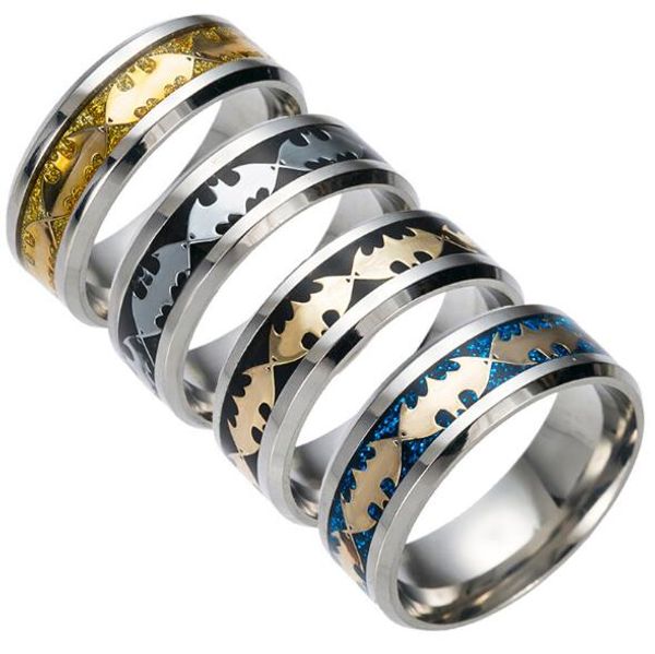 

fashion 316l titanium steel gold silver ring batman stainless steel ring jewelry for men lord wedding for lovers