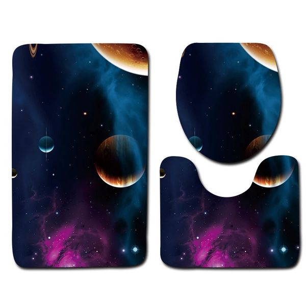 

space star series bathroom floor mat 3 pcs set, anti-skid mat for bathroom, bath room carpet, door mat