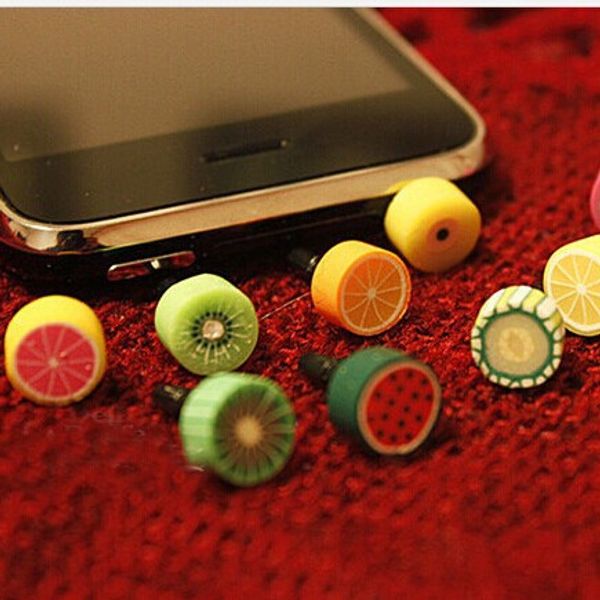 Plugue de fruta anti tampa de pó para fone de ouvido de 3.5mm plug plug plug plugue fone de ouvido para iPhone Silicone poeira plug para iPhone plug para celular