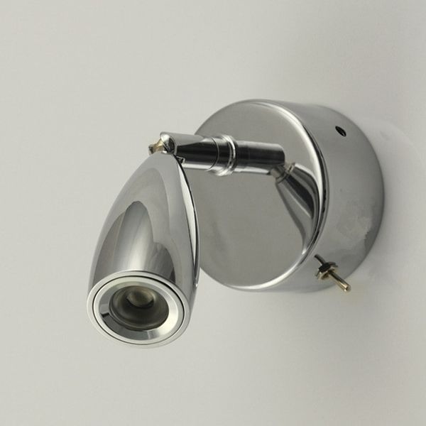 

ch bedroom lamp led on-off switch rotational tapered head built-in driver focusing lens 3w led chrome finish ac100-240v dc12-24v